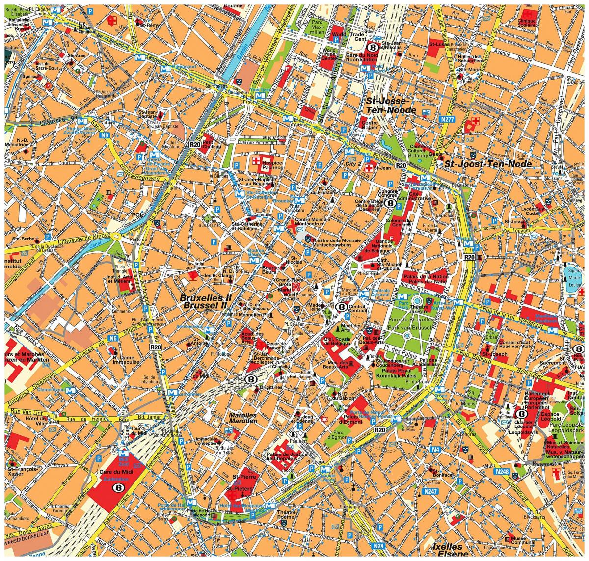 ブリュッセル市内中心部のマップ