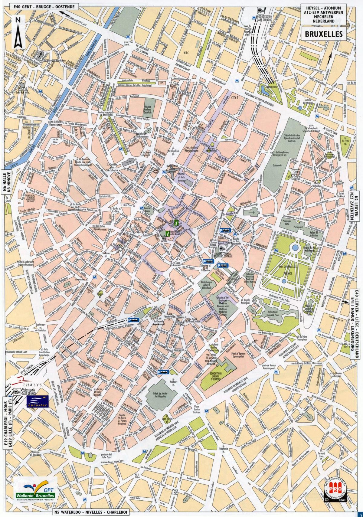 ブリュッセルの通りの地図